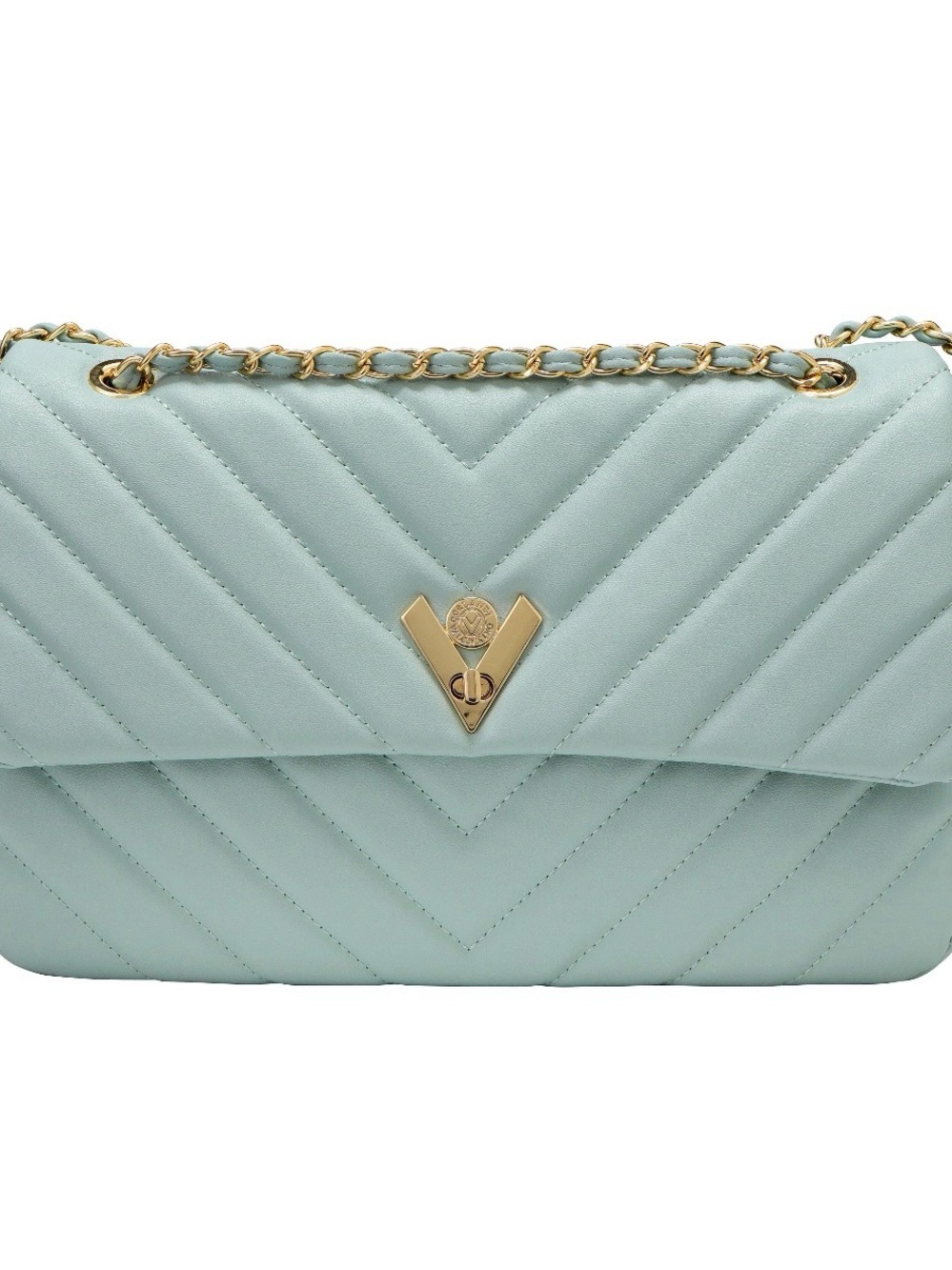 NWT Valentino Orlandi V-3009 Mint Green Quilted Chain Shoulder Bag